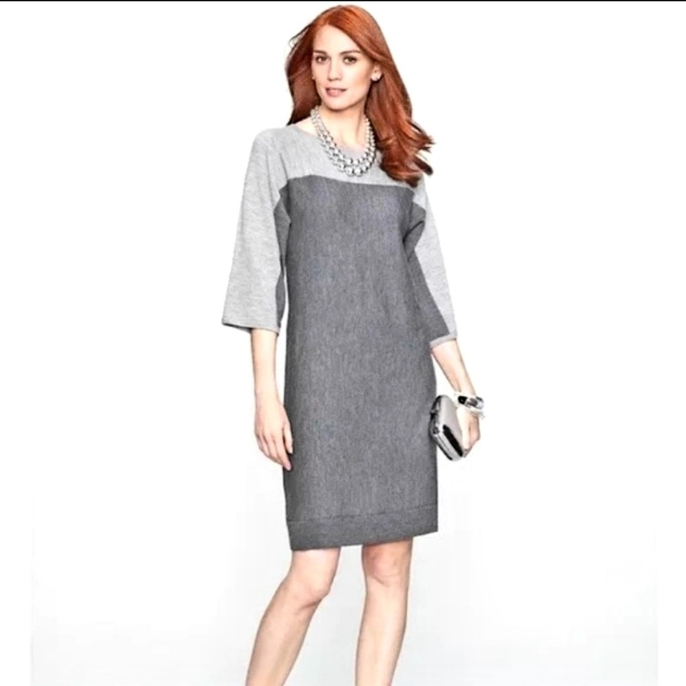 Talbots Sweater Dress w/ Soft Merino Wool Gray XS